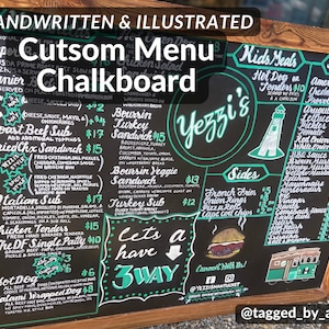 Large Food Truck and Event Chalkboard Menu Board Hand Lettering & Illustration Services