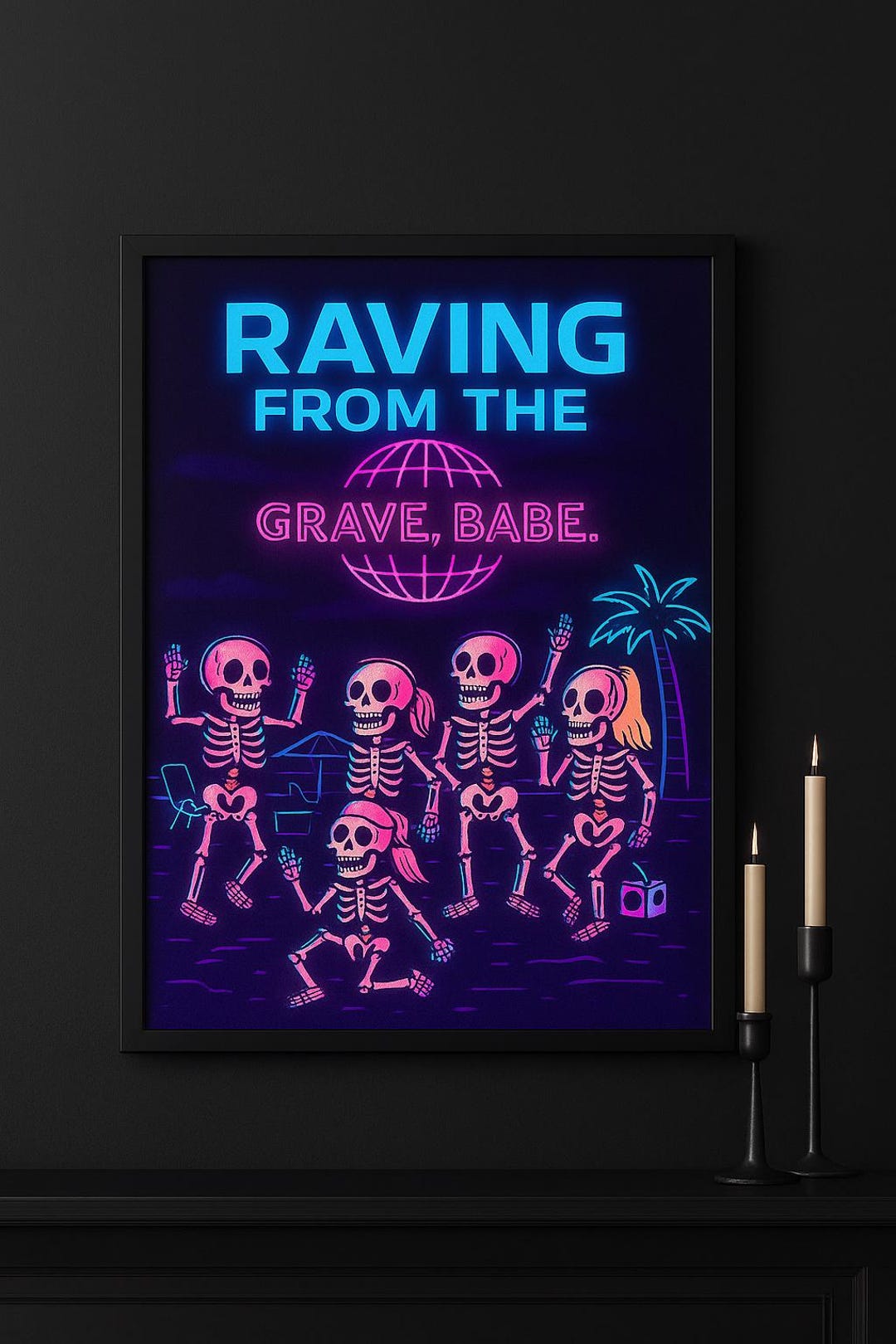 Skeleton Rave Cd Beach Rave Skeleton Art – Party From the Grave Digital & Framed Print ...