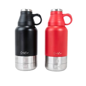 32 OZ (1L) Stainless Steel Pet Travel Bottle Wide Mouth with 2 detachable Bowls for Hiking, Walking etc.