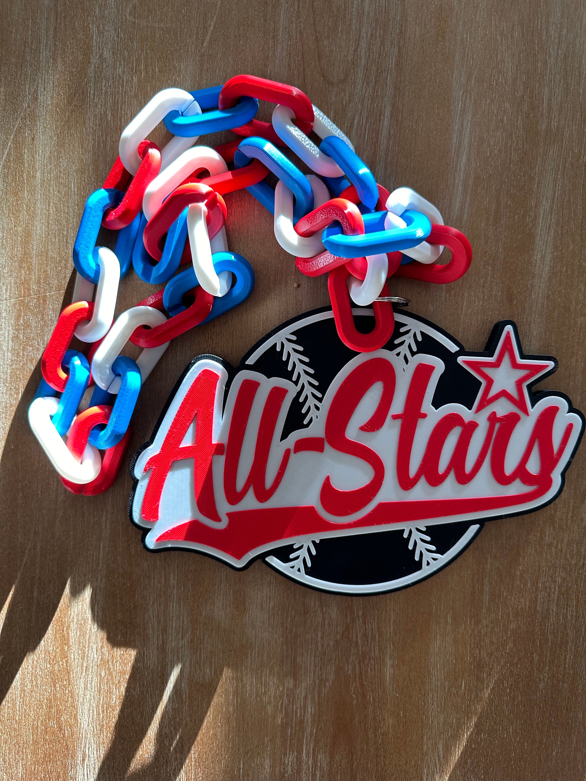 Op maat gemaakte 3D-geprinte Hype Sports Chains MVP-speler van het spel-logo. Honkbal voetbal hockey voetbal