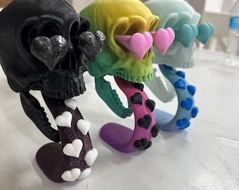 Mystery Love Heart Skull - Unieke gotische kunst, spookachtig decor, perfect cadeau voor verzamelaars van Halloween en liefde, kunst aan de muur, woondecoratie
