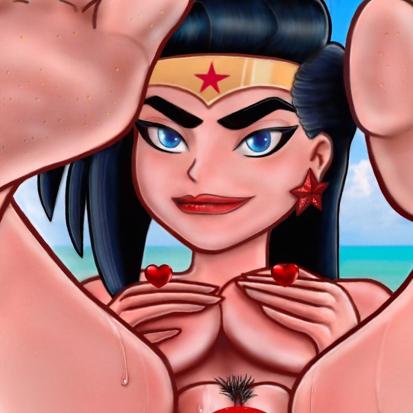 Wonder Woman erotic cartoon pin up