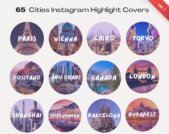Travel Instagram Story Highlight Covers, City icons IG Highlights, Travel blogger Instagram Highlight Icons, Travel influencer story covers