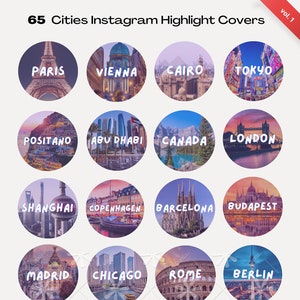 Travel Instagram Story Highlight Covers, City icons IG Highlights, Travel blogger Instagram Highlight Icons, Travel influencer story covers