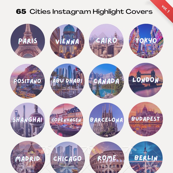 Travel Instagram Story Highlight Covers, City Icons IG Highlights, Travel Blogger Instagram Highlight Icons, Travel Influencer Story Cover