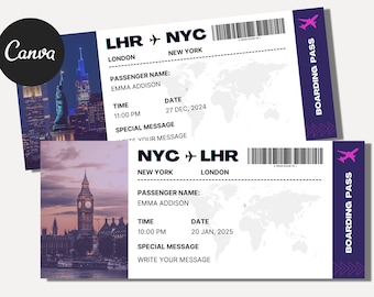 Surprise Boarding Pass, Personalized Boarding Template, Fake Boarding Pass For Surprise Destination, Custom Boarding Canva