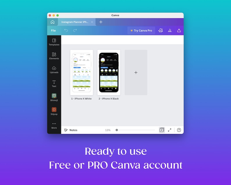 Instagram Mockup Template, Profile Branding Planner Iphone, Ig Feed Mockup, Instagram Mobile Mockup Editable in Canva image 3