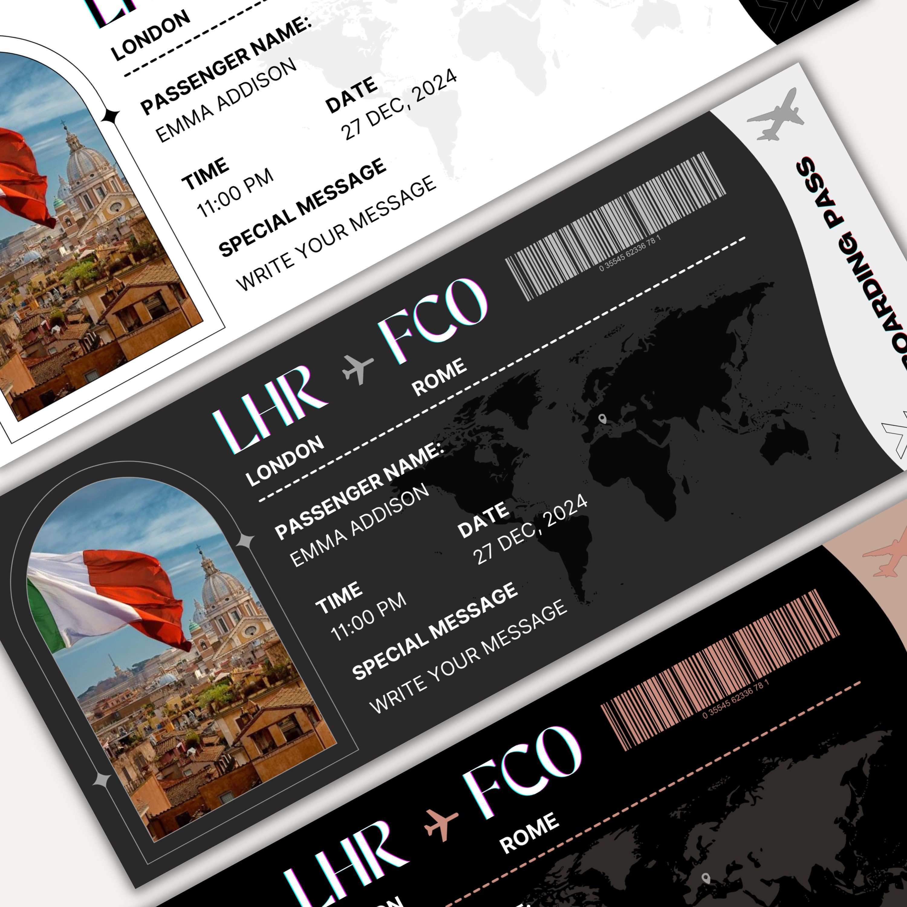 Editable Boarding Pass Template Personalized Boarding Fake Boarding
