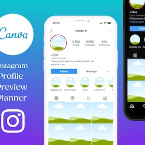 Instagram Mockup Template, Profile Branding Planner Iphone, Ig Feed Mockup, Instagram Mobile Mockup Editable in Canva