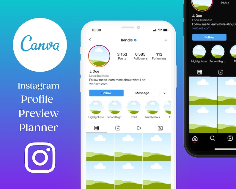 Instagram Profile Preview Feed Planner Mockup iPhone Canva