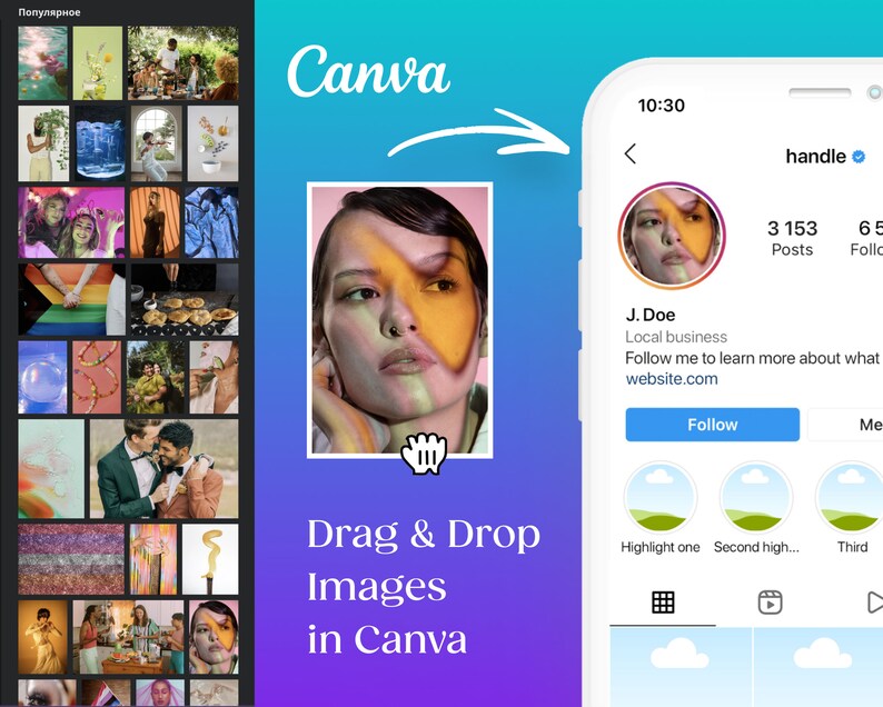 Instagram Mockup Template, Profile Branding Planner Iphone, Ig Feed Mockup, Instagram Mobile Mockup Editable in Canva image 4