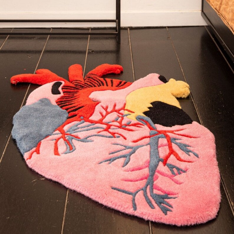Psychedelic Heart Shape Rug Hand Tufted Designer Wool Tuft Rug Etsy