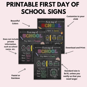 Customized First Day of School Printable Sign, Custom Printable ...