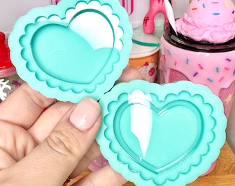 Scalloped Heart Solid or Shaker Silicone Mold
