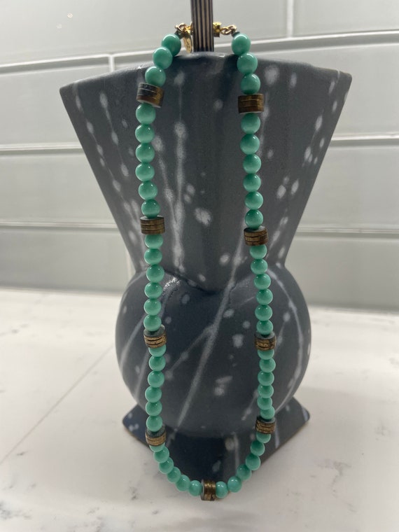 Les Bernard aqua blue glass bead necklace