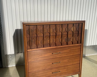 1960s Kent Coffey/Consolidated Furniture MCM walnut highboy dresser