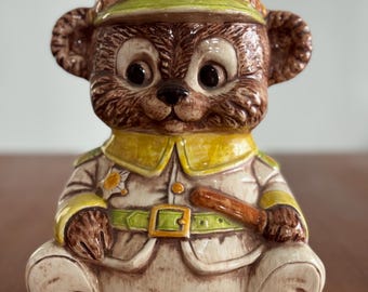Vintage 1970's Treasure Craft Pottery Police Chief Teddy Bear