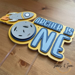 Custom Cake Topper | ONE Space Cake Topper, Outer Space Birthday, Moon First Birthday, Out of this World, First Trip Around the Sun Topper
