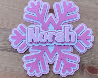 Snowflake Personalized Cake Topper | Winter ONEderland, Snowflake Birthday, Winter Wonderland Custom First Birthday, Pink Blue Snowflakes
