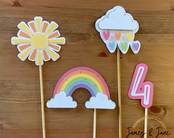 Rainbow Unicorn Centerpiece Sticks | Custom Rainbow Unicorn Centerpiece, Magical Birthday, Glitter, Sparkles, Shimmer, Party Decorations