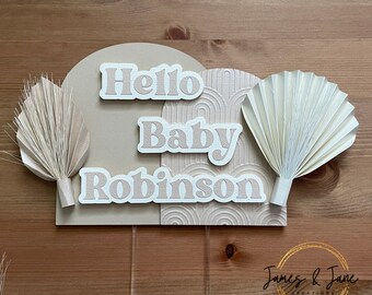 Boho Baby Shower Cake Topper | Boho Rainbow Baby Shower, Custom Baby Shower Decor, Personalized Rainbow Baby Cake Topper, Gender Neutral