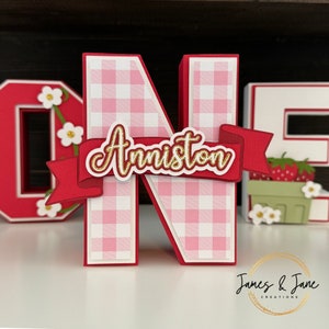 Letras 3D personalizadas / Tema de primer cumpleaños de bayas, Decoración de cumpleaños dulce de bayas, Tema de primer cumpleaños de fresa, Fiesta de primer cumpleaños de bayas