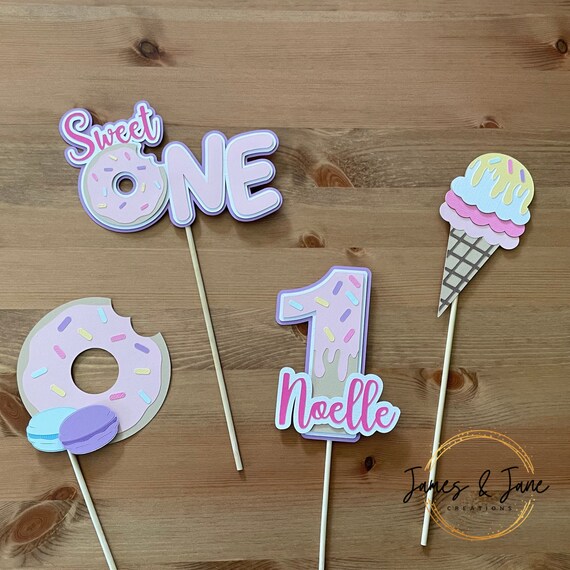 Sweet One, Two Sweet Centerpiece Sticks | Personalized Sweet One, Two Sweet, Donut Grow Up Birthday, Candy, Donuts, Sprinkles, Ice Cream