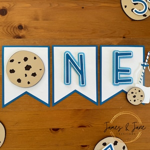 Bannière pour chaise haute Milk & Cookies | Une bannière de biscuits robustes, bannière d'anniversaire de lait et de biscuits, bannière de premier anniversaire, bannière de ONE, décoration de biscuit