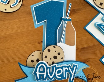Milk & Cookies Cake Topper | One Tough Cookie, Custom Cake Topper, Milk and Cookies Decor, Cookie Birthday Party, Cookie Birthday Theme