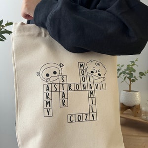 The Astronaut Crossword Puzzle Canvas Tote Bag Shoulder Bag Perfect for