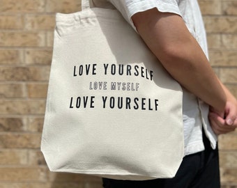 Love Yourself Canvas Tote Bag | shoulder bag perfect for traveling, errand run, everyday bag, school bag
