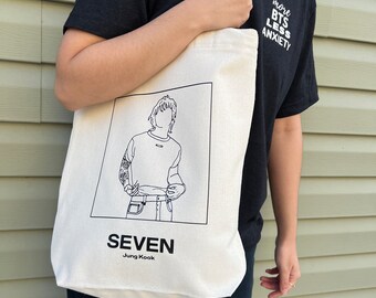 Jungkook Seven Canvas Tote Bag | Shoulder Bag Perfect for