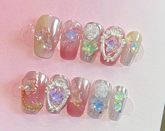 Y2k Twinkle Star Nails /japanese Nails /custom Press on Nails/ - Etsy ...