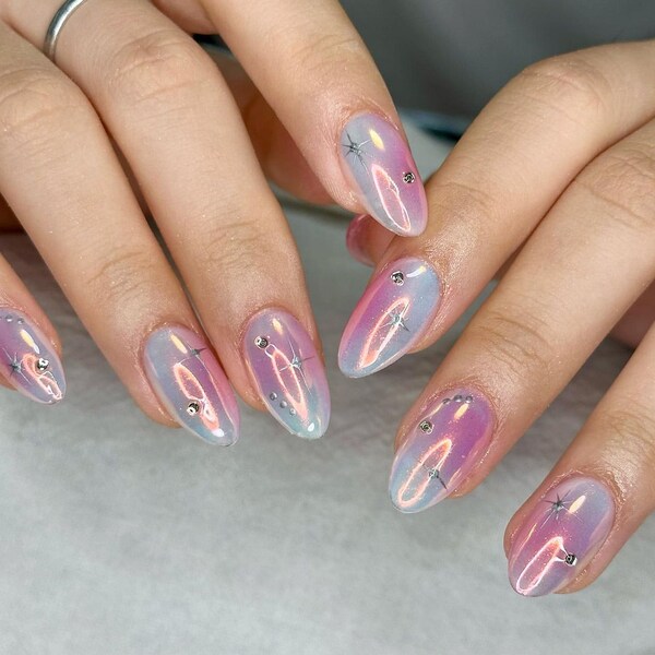 ombre pink chrome nails /y2k nails /custom press on nails/ hand made Press on Nails/Faux Acrylic Nails/ Gel Nails/Press on Nails