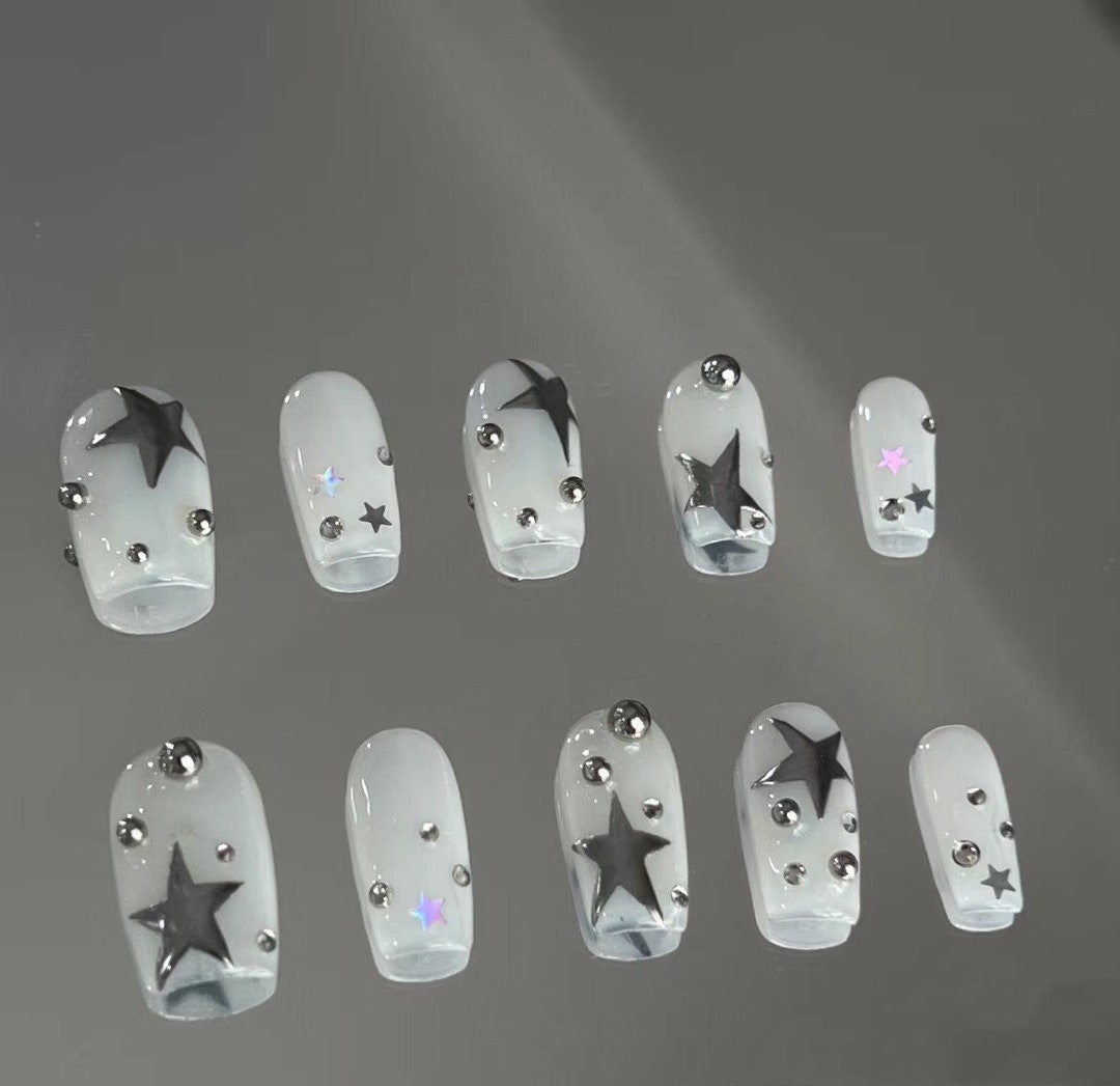 Y2k Style Nails /japanese Nails /custom Press on Nails/ Hand Made Press ...