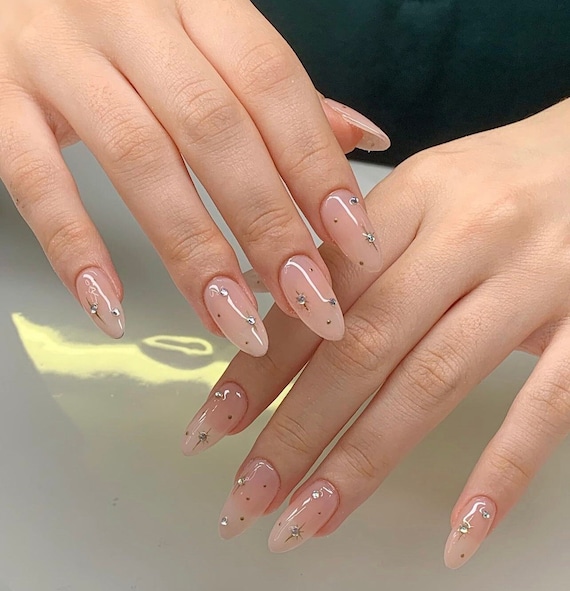 y2k twinkle star nails Japanese nails custom press on nails hand made Press on Nails Faux Acrylic Nails Gel Nails Press on Nails