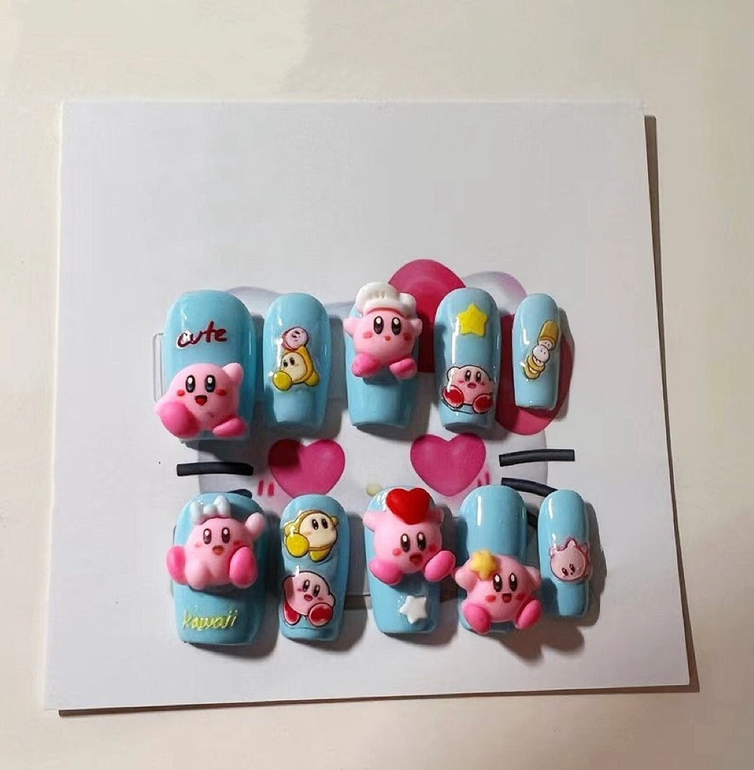 3d Kirby Press on Nails Argylefake Nails/ Hand Made Press on Etsy