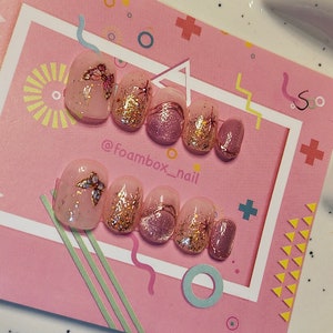 Glitter Butterfly Cat Eye Nails /custom Press on Nails/ Hand Made Press ...