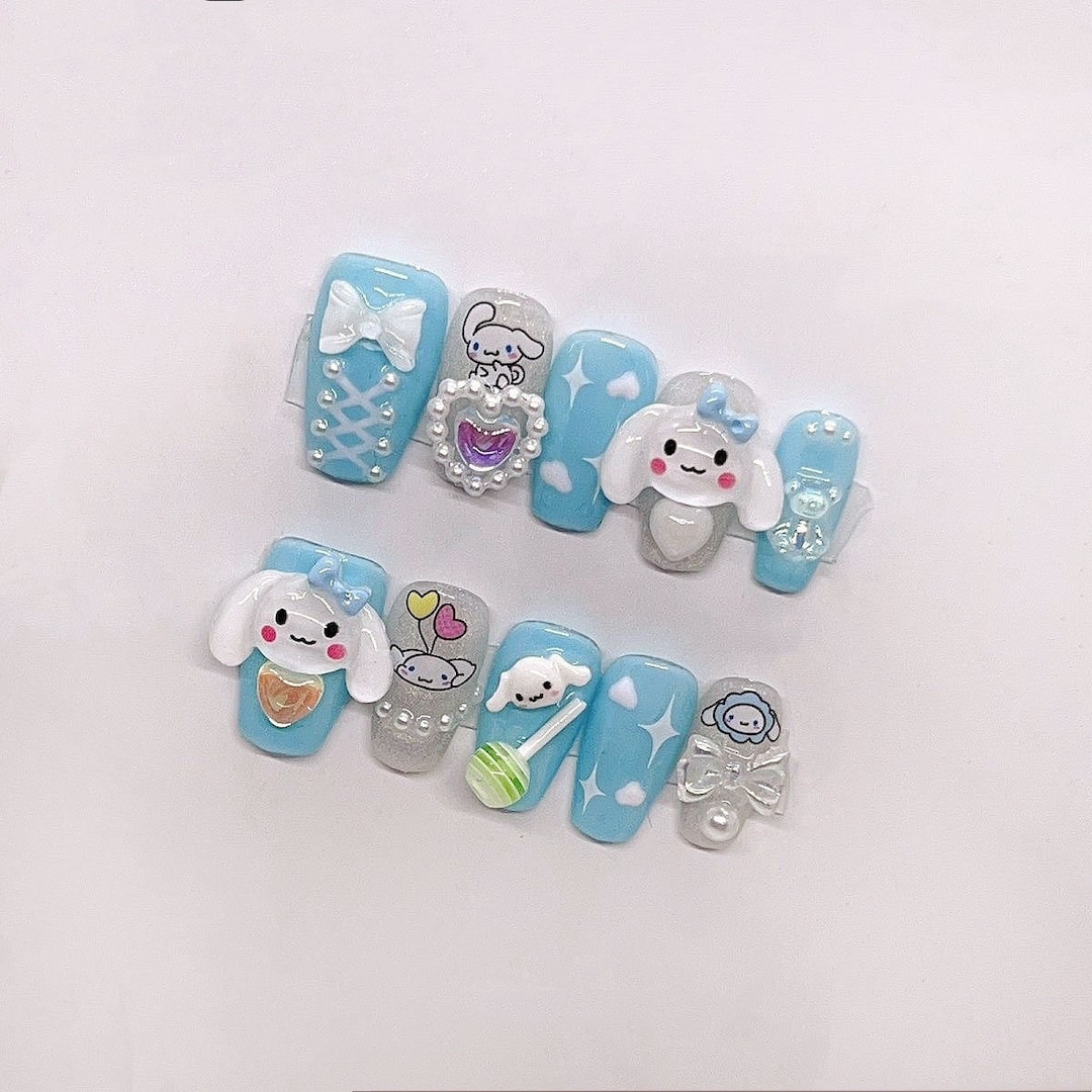 Cinnamoroll Nails/ Sanrio Nails /japanese Nails /custom Press - Etsy
