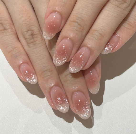 Glitter Ombre Pink Nails Hand Made Press on Nails Argylefake