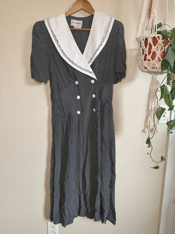 Vintage Blue & White Polka Dot Dress / Karin Steve