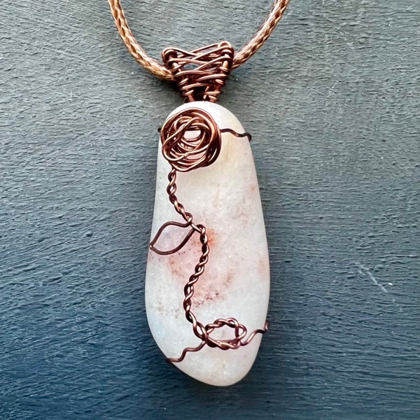 Rose Quartz Wire Wrapped Rose Pendant