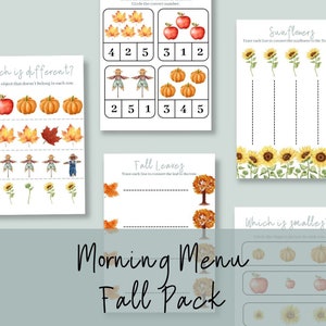 Morning Menu Fall Pack, Morning Time Bundle, Homeschool Printable, Preschool Resources, Home Education