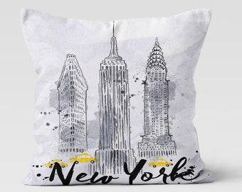 NYC Asphalt Drops Taxi Cab Pillow Covers • 18'' X 18'' • Gloomy Day NYC Pillow Cases