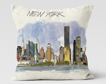 NYC East River Pallet Strokes Pillow Cover • 18 X 18 • Good Hot NYC Day Dried Paint Looking Pillow Case