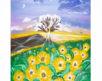 The sunset/ acrylic/ handmade/ crafts/ painting/ gift ideas