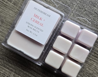 Milk and Cereal Wax Melts - Strong Scented Soy Blend - Sweet Breakfast Fragrance - Coconut Soy Sunflower Wax Tarts