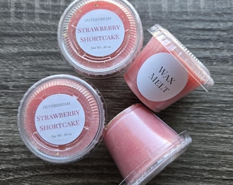 Pink Strawberry Shortcake Wax Melts - Strong Scented Soy Wax Melts - Bakery Dessert Scent - Handmade Wax Tarts - Cute Food Wax Melts Gift