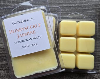 Pastillas de cera aromática de madreselva y jazmín – Pastillas de cera de soja con aroma intenso – Pastillas de cera florales – Pastillas de larga duración en envase tipo concha – Regalo de fragancia para el hogar