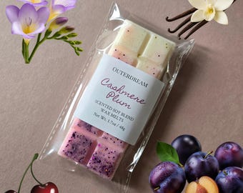 Cashmere Plum Scented Wax Melt Bar: Handmade Soy Blend Home Fragrance